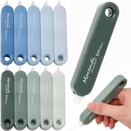 Basicon 10 Stück Korrekturroller, Grün und blau Sofort-Korrekturband Mini-Rollen Niedliche Korrekturrollen 5mm*5m Einfach zu verwendender Applikator für Schüler, Büroangestellte und Zuhause