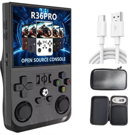 Console de Jeux Portable R36PRO, Console Retro Link, écran IPS 3,5 Pouces, 640 X 480, Lecteur de Jeu Open Source, Batterie 4000 MAh, Jeux Multiples, Double Système (64GB)