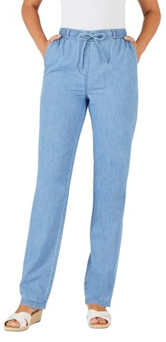 Damart - Pantalón de tela Chambray para mujer, Azul Denim Pastel, 44