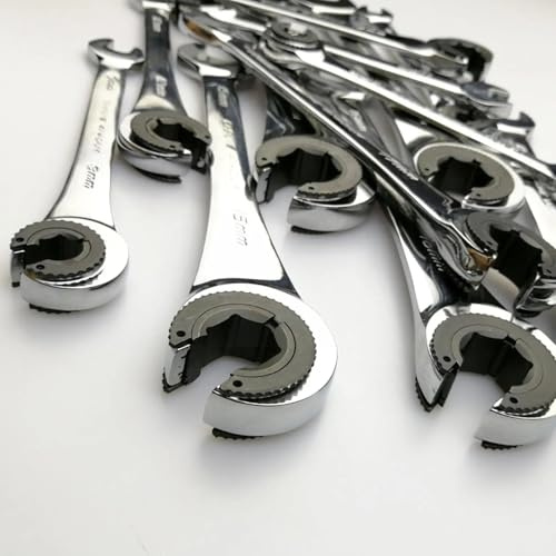 KeKee Tubing Ratchet Wrench Double Spanner Oil Wrench Open-End Ratchet Tools for Precision Durability(11mm)
