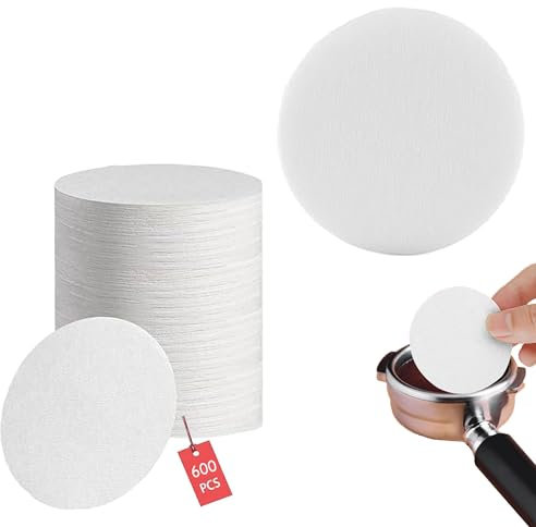 Filtri di carta per caffè espresso 58,5 mm per portafiltro 58 mm, 600 pezzi, rotondi, compatibili con molti tipi di caffettiera, colore bianco (58,5 mm)