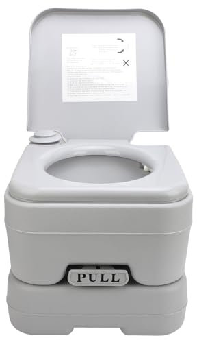 Inodoro portátil con depósito de agua de 12 litros, depósito de basura de 10 litros, diseño compacto para camping, inodoro de viaje, carga de 440 libras, adecuado para caravanas, barcos, viajes de