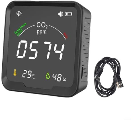 Detector de dióxido de carbono, para Tuya WiFi para monitor digital inteligente de dióxido de carbono, detector de calidad del aire 3 en 1 para el hogar, la cocina