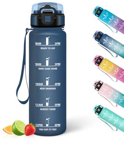 HoneyHolly Trinkflasche, 500ML Trinkflasche Kinder, Dicht Wasserflasche, Wiederverwendbar Mit Zeitskala, Wasserflasche Sport für Laufen, Radfahren, Arbeiten, Schule, Fitnessstudio