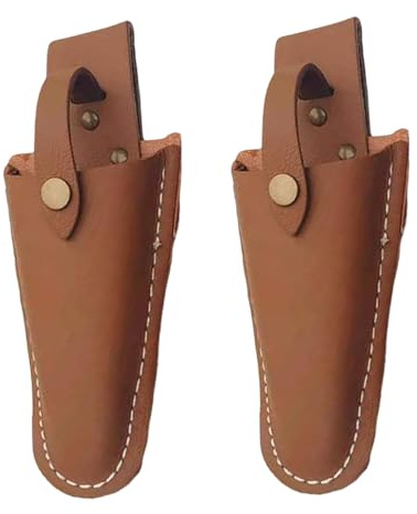 2 fundas para podadoras, soporte de cuero de 7, 6 x 20, 3 cm con botones a presión de metal, funda práctica y resistente al desgaste para jardinería, tijeras de podar, alicates, fundas y herramient