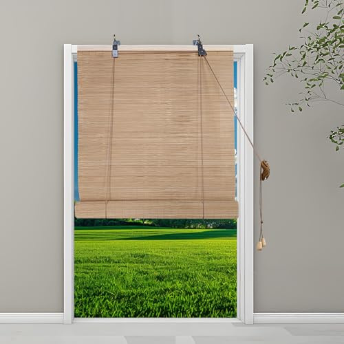 Sichtschutz Bambusrollo 90x180cm, Bambus-Sonnenschutz zum Aufrollen Anti-UV Belüftung Bambusrollo Jalousien Handgewebt für Fenster Balkon, A-1