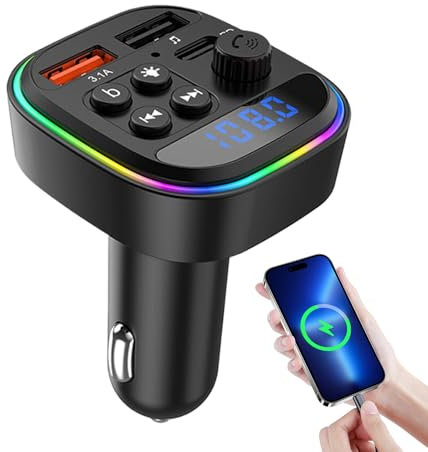 Bajbumgn Émetteur FM Voiture | Adaptateur Radio Auto avec Lecteur Musique | Chargeur USB et Lecteur MP3 pour Véhicules, Camping-Cars, Berlines et Camions