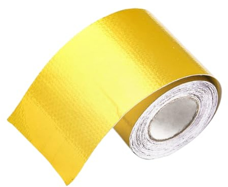 YOSADIER Cinta Adhesiva De Aluminio Dorada Resistente a Altas Temperaturas 10 m x 5 Cm, Tela De Fibra Para Sellado y Reparación Térmica Conductos, Campanas Extractoras y Sistemas De Escape