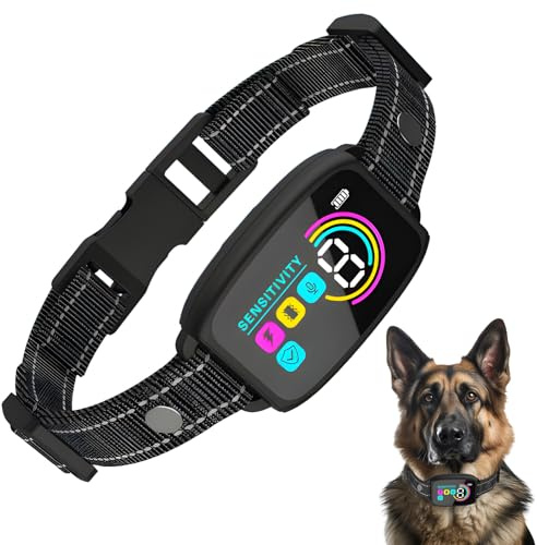 Anti Bark Collars for Dogs, Rechargeable Dog Barking Collar with Vibration & Beep, 8-Level Sensitivity Adjustable, Ip67 Waterproofing, Vibrating Dog Collar for All Breeds Of Dogs 8-120 Pounds(Black)