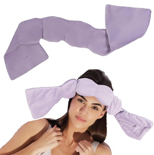 Gewichtete Augenmaske- Deep Rest Schlafmaske Gewicht | Entspannende Augenabdeckung, Reise Schlafmaske Mit Perlen Und Baumwolle, 270 G Gewicht, 70 Cm Lang, Sanfter Druck Um Die Augen (Lila)