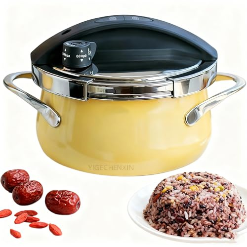 YIGECHENXIN Pentola a Pressione per induzione Viola Ispessita in Acciaio Inossidabile 304 Multifunzionale per Uso Domestico Facile da riporre e trasportare 3 Litri per Ali di Pollo,Giallo