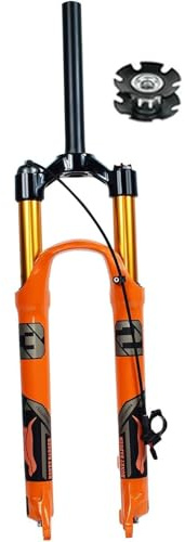 KUNYOS 26 27.5 29 Zoll Fahrrad Luft Federgabel 1-1/8 Gerader Schaft City Bike Trekking Vorderrad Gabel Federweg 120Mm Schnellspanner 9 × 100 QR Für DH AM,Remote Lock b,26inch