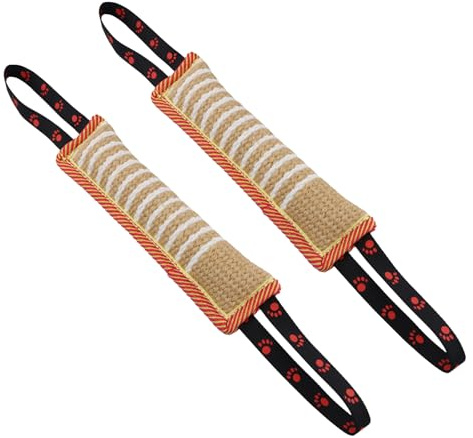 Aurafly 2Pcs Mordedor Perro 30cm Juguetes para Perros de Entrenamiento Salchicha Mordida para Perros on 2 Asas Juguete para remolcar Perro Juguete de tracción Dogs para Dogs Medianos a Grandes