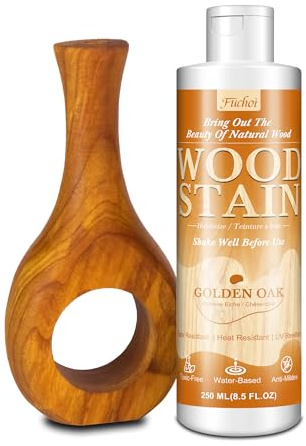Tinte a base - Roble Dorado | 250 ml Barniz base agua para muebles de madera interior y exterior, puertas, ventanas, armarios, no tóxico, resistente a tintes