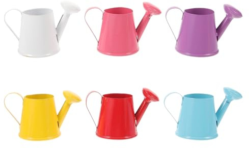 DEARMAMY Lot de 6 Mini Arrosoirs en Fer 120 ML - Petits Arrosoirs Colorés pour Plantes d'Intérieur Succulentes et Bonsaï- Accessoires de Jardinage Miniature Décoration de Jardin et Jouets pour Enfants