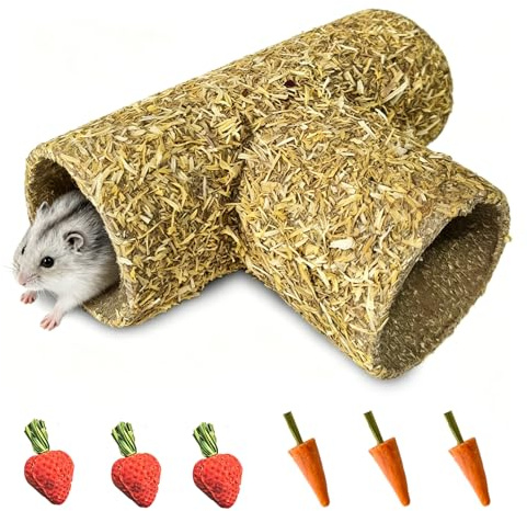 Hamster Tunnel Hideout Natural Hay & Dried Flower Paper Tube for Gerbil