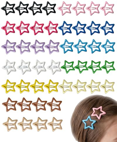 UEAVOID 48 Pezzi Mollette Capelli Bambina Stella Y2K, Piccoli Fermagli Metallici Colorati in 12 Colori, Antiscivolo Accessori Capelli per Ragazze e Donne, Ideali per Feste & Quotidiano.
