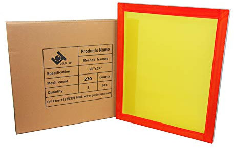 50,8 x 61 cm vorgespannter Aluminium-Siebdruckrahmen mit 230 gelbem Netz, 2 Stück