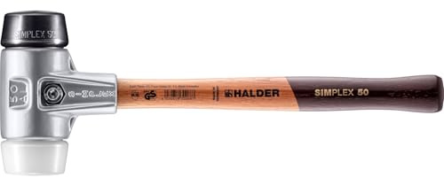Halder Simplex 1.5 lb. Soft-Face Mallet with Black Rubber and Superplastic Inserts, Lightweight Aluminum Housing and Wood Handle