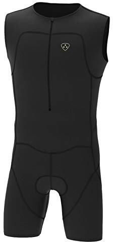 DHERA Men's Trisuit Triathlon padded sleeveless suit Duathlon Running Swimming Cycling skin suit (Colour-Black, Size-XL)