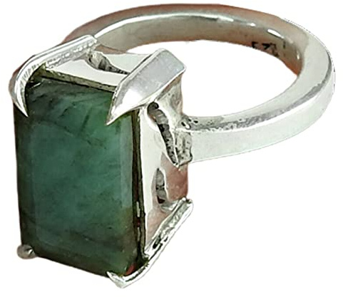 Anillo rectangular natural de esmeralda, anillo piedra verde de plata de ley 925 maciza, anillo solitario, anillo promesa, regalos de amistad, regalos únicos de dama de honor