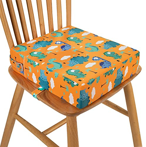 Sitzerhöhung Stuhl Kind, Stärkere Unterstützung Rutschfeste Unterseite Doppelte Sichere Riemen Sitzerhöhung, Esszimmer, Kleinkind Tragbares Reise-Erhöhungskissen (Orange)