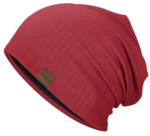 HAMUNI Slouchy Beanie Hip-Hop Mjuk Lätt Löparmössa Hatt Andningsbarhet & Elasticitet Vuxen Dvärgmössor Kemo Keps Skalle Keps för Män Kvinnor, Vinrött, one size