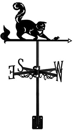 ANCNA-U Cats Weathervane with Roof Mount, Iron Wind Direction Indicator Animal Ornament Outdoor Garden Gazebo Farm Yard Decorations Measuring Tools,Cat