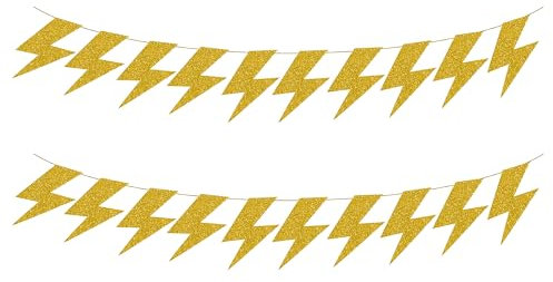 PIBIPAID Lightning bolt Party Banner Decorations,for Flash Weather Birthday Gender reveal Baby shower Party Favors Supplies Favors