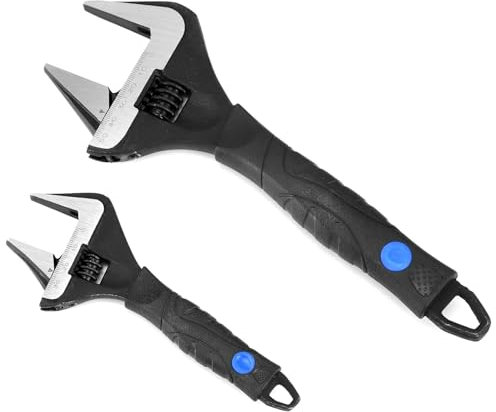 QWORK® Chiave Regolabile, Chiave Inglese Ampia Apertura Set, 165 mm e 255 mm Chiave Inglese, Chiave Giratubi