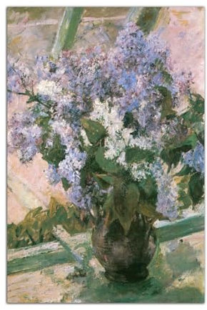 QUNYAAE Mary Cassatt Kunstmalerei, Flieder in einem Fenster, Poster, Impressionistische Blumen, Naturlandschaft, Wandkunst, Bild, Druck, Leinwand, Kunstposter, Schlafzimmer, Dekoration, Gemälde, 40 x