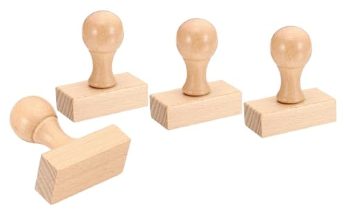 PATIKIL 50mm Stempelholzquadratgriff, 4er-Pack Holzknöpfe Stempelhalter für Stempelherstellung DIY-Basteln Scrapbooking, Braun