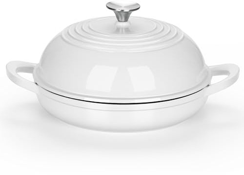 E-far Horno holandés de hierro fundido esmaltado, color blanco