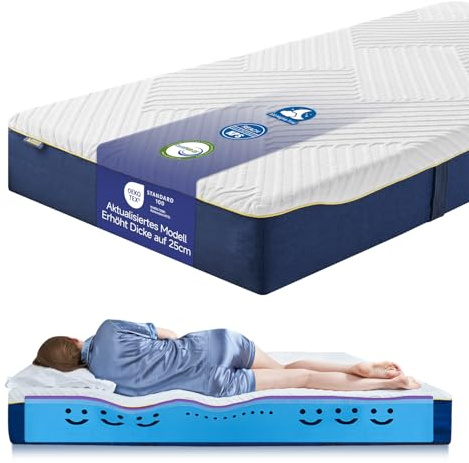 Coolux Sleep Matratze 120x200 25cm Höhe H3 7-Zonen Kaltschaum Rollmatratze | Öko-Tex Orthopädische Memory Schaum Matratze Ergonomische Kaltschaummatratze Hypoallergen Antibakteriell Atmungsaktive Bezug