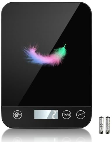 Drcowu Digitale Küchenwaage, 10kg Kapazität, Sicherheitsglas, Einfache Tara-Funktion, Großes LCD-Display, Perfekt zum Kochen, Backen und Meal Prep