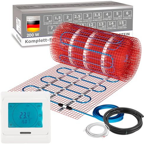 VILSTEIN® Elektrische Fußbodenheizung [200W/m²] - Bodenheizung Elektrisch geeignet für Laminat, Fliesen & mehr - Elektro Fussbodenheizung - Elektrische Heizmatte Fußboden - (20x0.5m - 10qm)