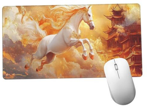 Caballo Alfombrilla Ratón 1400x600x3mm Alfombrilla Raton XXL con Base de Goma Antideslizante, Accesorios Gaming Dorado, Ordenador Gamer Regalos, Mouse Pad Gaming Mejora La Precisión Y La Velocida Y676