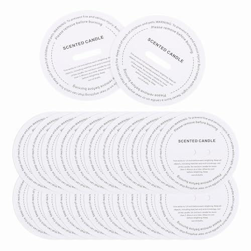 sourcing map 60 Pcs Candle Dust Covers, 7cm/2.8 Round Printed White Candles Drip Protectors Lid Accessories for Craft Fragrance Making Jars Boxes Packaging, White