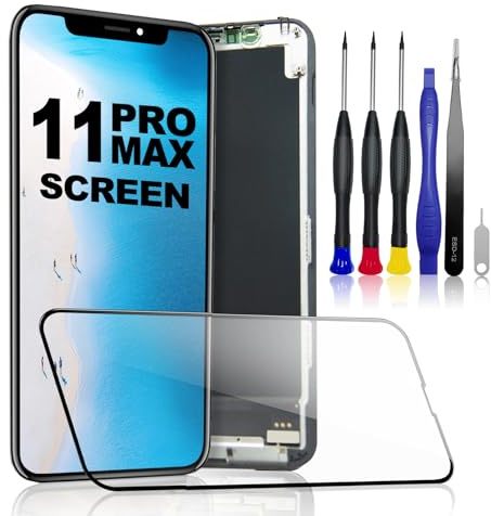 PartageFix Pantalla para iPhone 11 Pro Max: kit de repuesto para pantalla LCD FHD de 6,5 pulgadas + digitalizador táctil + marco, Compatible con los modelos A2161/A2218/A2220 (True Tone programable)