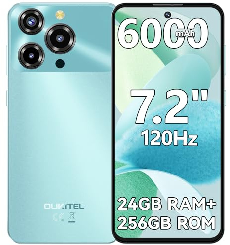 OUKITEL C69 Smartphone Ohne Vertrag Android 15, Handy 7.2 120Hz, 24GB + 256GB/1TB Handy Günstig, 6000mAh Simlockfreie Handys Ohne Vertrag, 64MP+8MP, Dual 4G SIM/NFC/Fingerabdruck/OTG