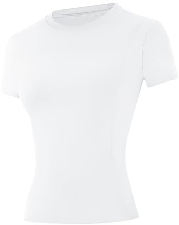 Runhit Kompressionsshirt Damen Kurzarm, Sportshirt mit Klassischem Schulter-Schnitt, Atmungsaktives Funktionsshirt Schnell trocknend, Sport T-Shirt für Fitness Gym Laufen Yoga