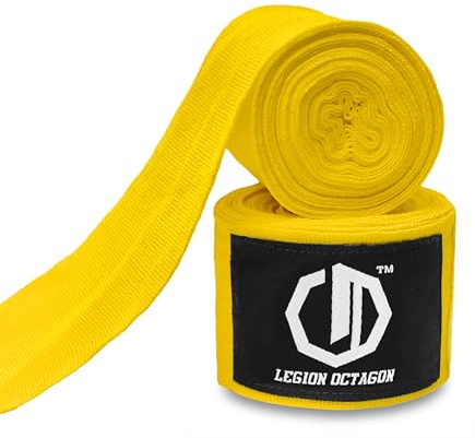 Legion Octagon Bandagen Boxen - Boxbandagen aus Baumwolle - Boxen MMA Muay Thai Handbandagen - 4 m Standard Gelb