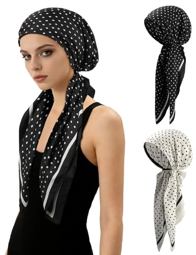 Mesovor Pretied Head Scarf for Women-2Pcs Chemo Headwear Slip On Headwraps Soft Turbans Cancer Hats Coverings Scarves