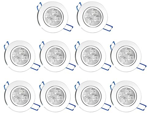POCKETMAN 10 Pack, 110V 4W Dimmable LED Ceiling Light Downlight,Warm White Spotlight Lamp Recessed Lighting Fixture,with LED Driver