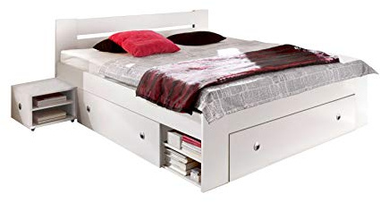 Avanti Trendstore - Stefan - Doppelbettgestell mit 2 Nakos und 3 Bettschubkästen inklusive. Material aus Holzdekor, 2 verfügbar. Maße BHT Bett 185x86x204cm, Nachttische 40x30x40cm