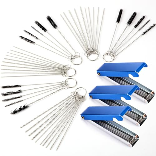 Mudder Set of 9 Carburetor Cleaning Tool Kit 84 Pcs Each Set, 30 Cleaning Needles 15 Nylon Brushes 39 Wires Carbon Dirt Jet Remove Cleaner for Motorcycle Atv Moped Welder Carb Spray Guns