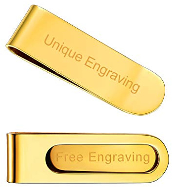 FaithHeart Gold Geldklmammern mit Gravur aus 316L Edelstahl Geldscheinklammer Kreditkarte Clip Metall für Herren und Jungen