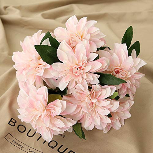 HoYuanFlo 10 Köpfe Dahlie Gefälschte Blumen Künstliche Dahlie Blumen Kunstblumen für Zuhause Hochzeit Party Bürobedarf (Hellrosa)