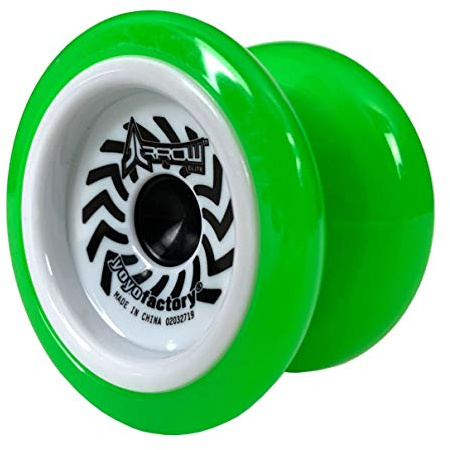 YoyoFactory Arrow Elite Beginner Yoyo Toy - Comes with Extra String & Pre Tied Finger Loop - Includes Bearings for Beginners to High Performance - Boys or Girls Ages 8+ Rayon Green