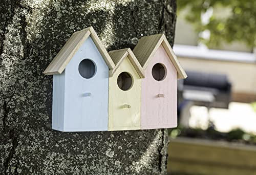 Garden Mile Neuartiges 3-in-1-Vogelhäuschen aus Holz für den Wilden Garten, Nistkasten, raubtiersicher, für kleine Vögel, Spatzen, Meisen, Rotkehlchen, Nester, Gartendekoration